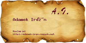 Adamek Irén névjegykártya